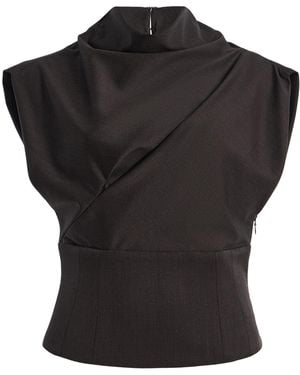 SEV Corset-Waist Wool Top - Black