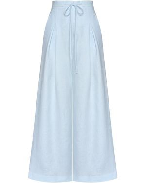 ANDRES OTALORA Mi Diario Wide-Leg Linen Trousers - Blue