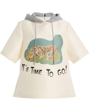 Brandon Maxwell The Aine Hooded Wool-Silk Top - White