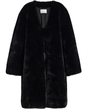 Frankie Shop Matera Collarless Faux Fur Coat - Black