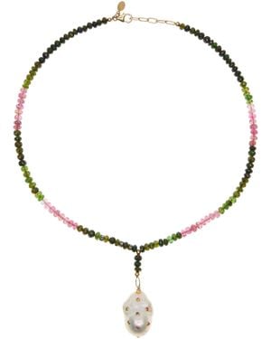 Joie 14K Tourmaline Sapphire Pearl Drop Necklace - Multicolor
