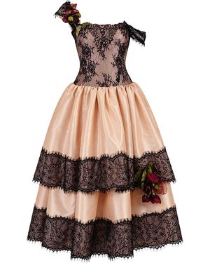 Salma Osman Exclusive Lace Bustier Tiered Gown - Black