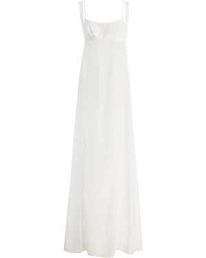 Colleen Allen Scoop Front Silk Voile Dress - White