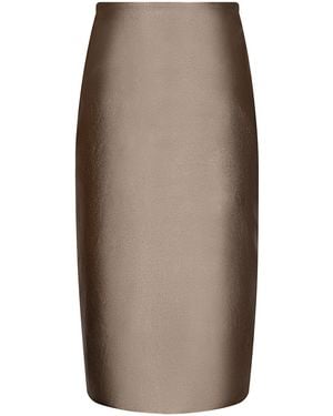 ANDRES OTALORA Susurros Pencil Leather Skirt - Brown