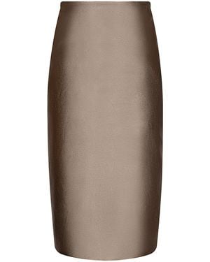 ANDRES OTALORA Susurros Pencil Leather Skirt - Brown