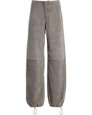 Still Here Sport Suede Mid-Rise Wide-Leg Jeans - Gray