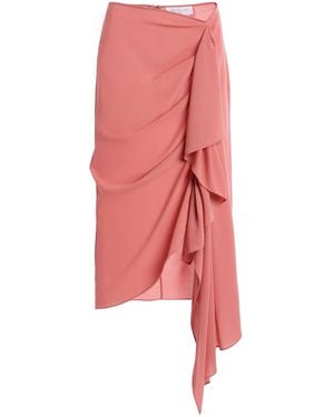 Michael Kors Cascade Wool Crepe Midi Skirt - Pink