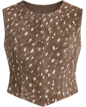 ZUT Sam Haircalf Leather Shell Top - Brown