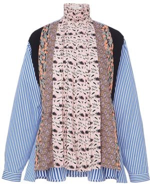 Prada Pleated Patchwork Shirt - Multicolour
