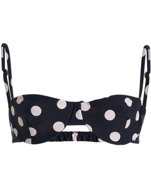 Juillet Ingrid Polka-Dot Bikini Top - Black