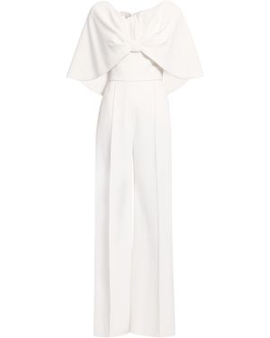 Elie Saab Cape-Detailed Cady Jumpsuit - White