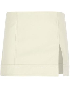 Zeynep Arcay Leather Mini Skirt With Slit - Natural