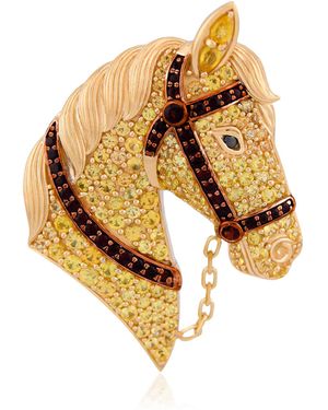 Ashna Mehta Golden Horse 18K; Sapphire; Garnet And Diamond Bag Charm - Metallic