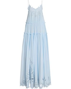 Ulla Johnson Filippa Embroidered Silk Crepe De Chine Gown - Blue