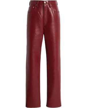 Agolde Leather 90's Pinch Waist Long Jeans - Red