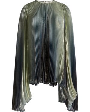 Zuhair Murad Printed Lame Plisse Blouse - Black