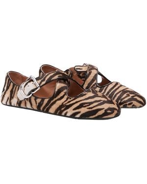 Alaïa Crossover Pony Hair Ballet Flats - Brown