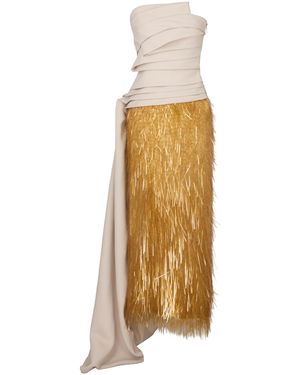 Chorus Exclusive Avery Embellished Wrapped Midi Dress - Natural