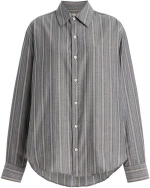 Comme Si La Classica Striped Cotton Flannel Shirt - Blue