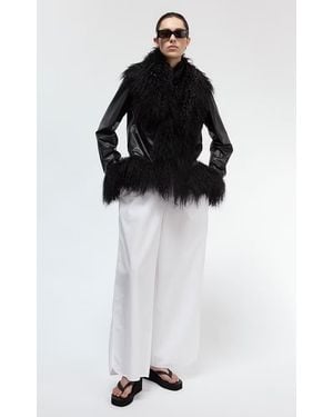 UTZON Jytte Shearling-Trimmed Leather Jacket - Black