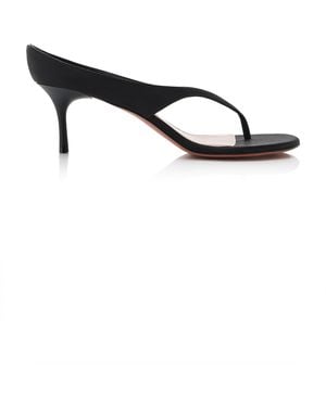 AMINA MUADDI Alexander Thong Satin Slippers - Black