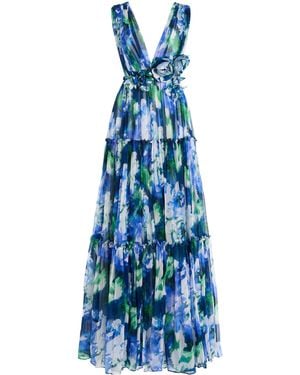 Costarellos Arella Floral Georgette Gown - Blue