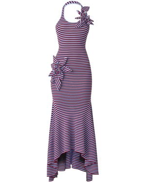 Monse Knit Floral-Applique Midi Dress - Purple