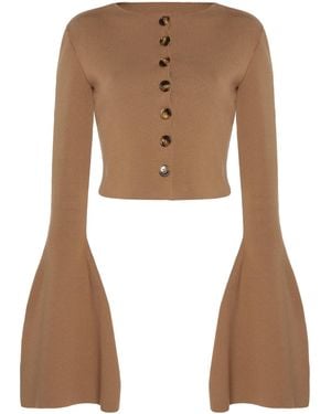 A.W.A.K.E. MODE Cropped Knit Cardigan - White