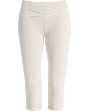 ÉTERNE Foldover Jersey Capri Leggings - Natural