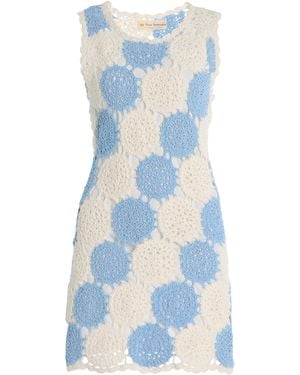 All That Remains Lola Crocheted Cotton Mini Dress - Blue