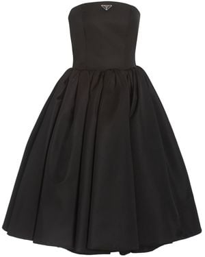 Prada Logo-Detailed Nylon Gabardine Strapless Midi Dress - Black