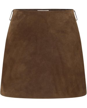 Into The East Leather Mini Skirt - Natural