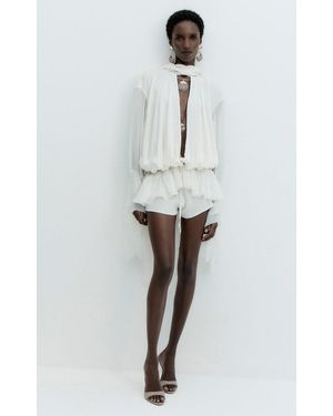 De La Vali Lavinia Lace Mini Shorts - White