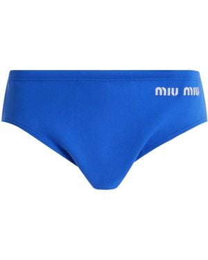 Miu Miu Logo-Knit Nylon Knickers - Blue
