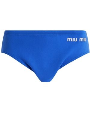 Miu Miu Logo-Knit Nylon Knickers - Blue