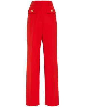 Oscar de la Renta Stretch-Wool Straight-Leg Trousers - Red