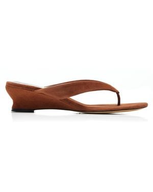 Le Monde Beryl Micro Wedge Calf Hair Thong Sandals - Brown