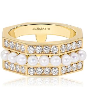 Aisha Baker Mermaid Petite 18K; Diamond And Pearl Ring - White