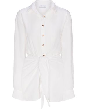 Anemos The La Button-Down Mini Wrap Dress - White