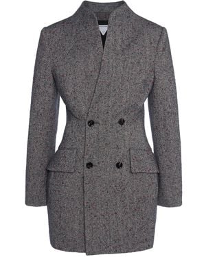 Bottega Veneta Knotted 3d-knit Funnel-neck Jacket - Grey