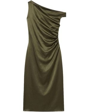 Co. Draped-Back Printed-Tton Dress - Green