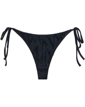 Ziah Embroidered Bikini Bottoms - Black