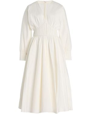 Alexis Viro Gathered Cotton-blend Midi Dress - White