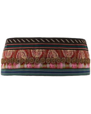 Dries Van Noten Embroidered Cotton Belt - Brown