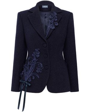 LEO LIN Lisa Applique Tweed Blazer - Blue