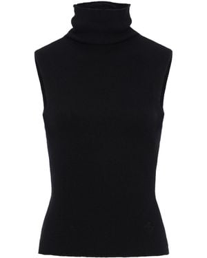 Magda Butrym Turtleneck Wool-Cashmere Top - Black