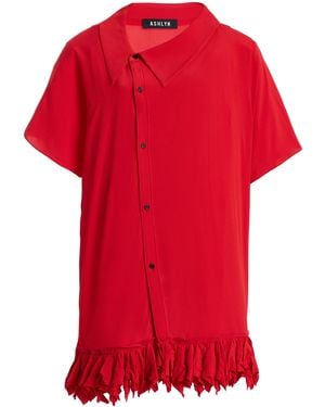 Ashlyn Asymmetrical Crepe Top - Red