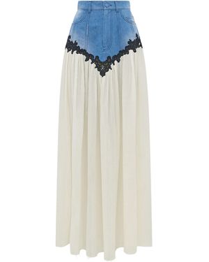 Gabriela Hearst Leigh Lace-Trimmed Cotton-Linen Denim Maxi Skirt - White