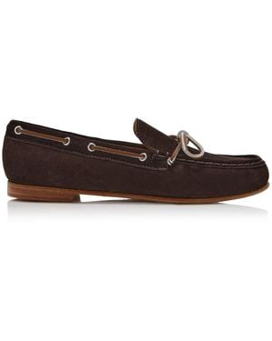Frēda Salvador Exclusive Morgan Suede Boat Shoes - Brown
