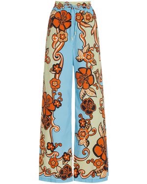 ALÉMAIS Ondine Printed Organic Cotton Wide-leg Trousers - White